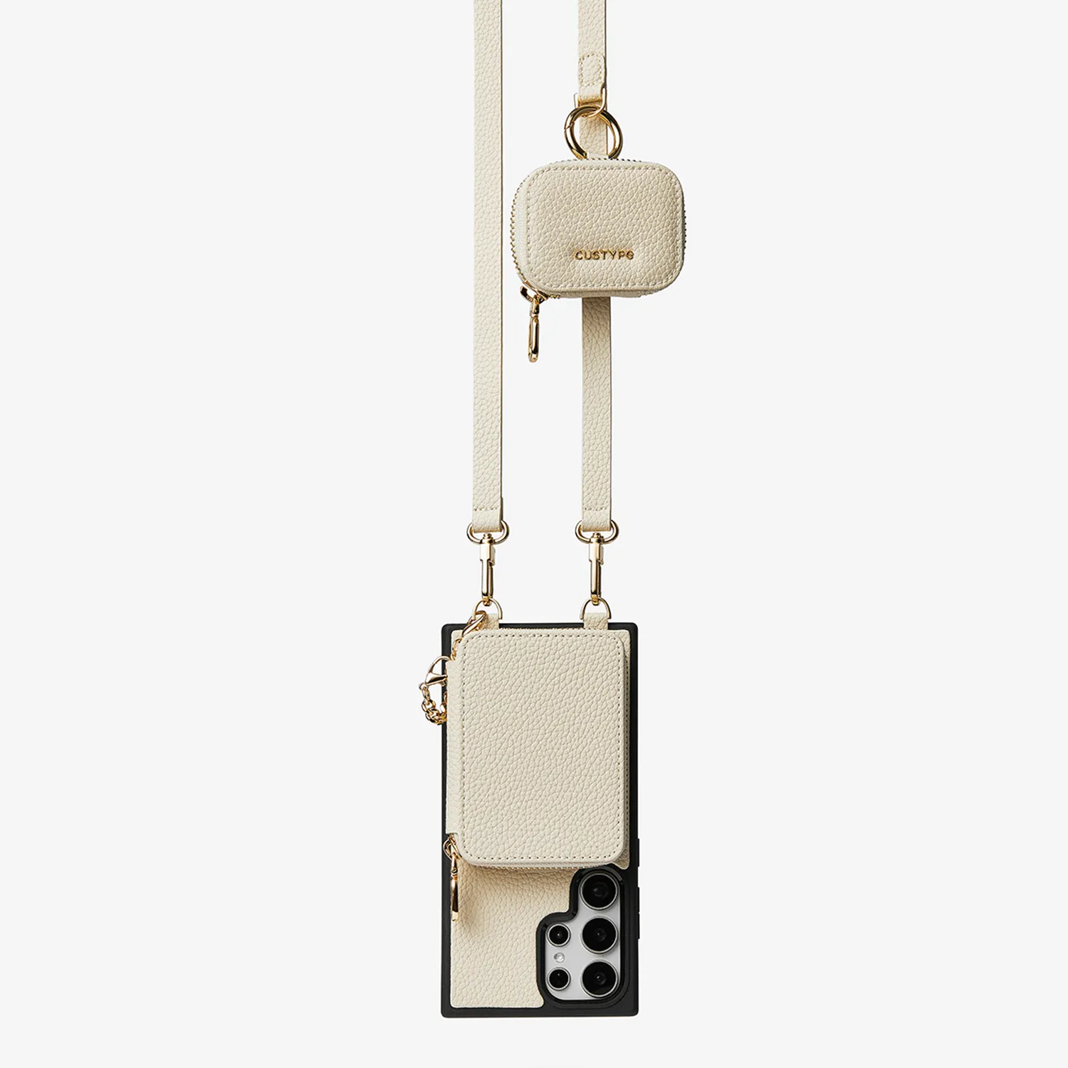 Unique Design Set- Samsung Galaxy Phone Case with Wallet & AirPods Pouch Set Clear Surface