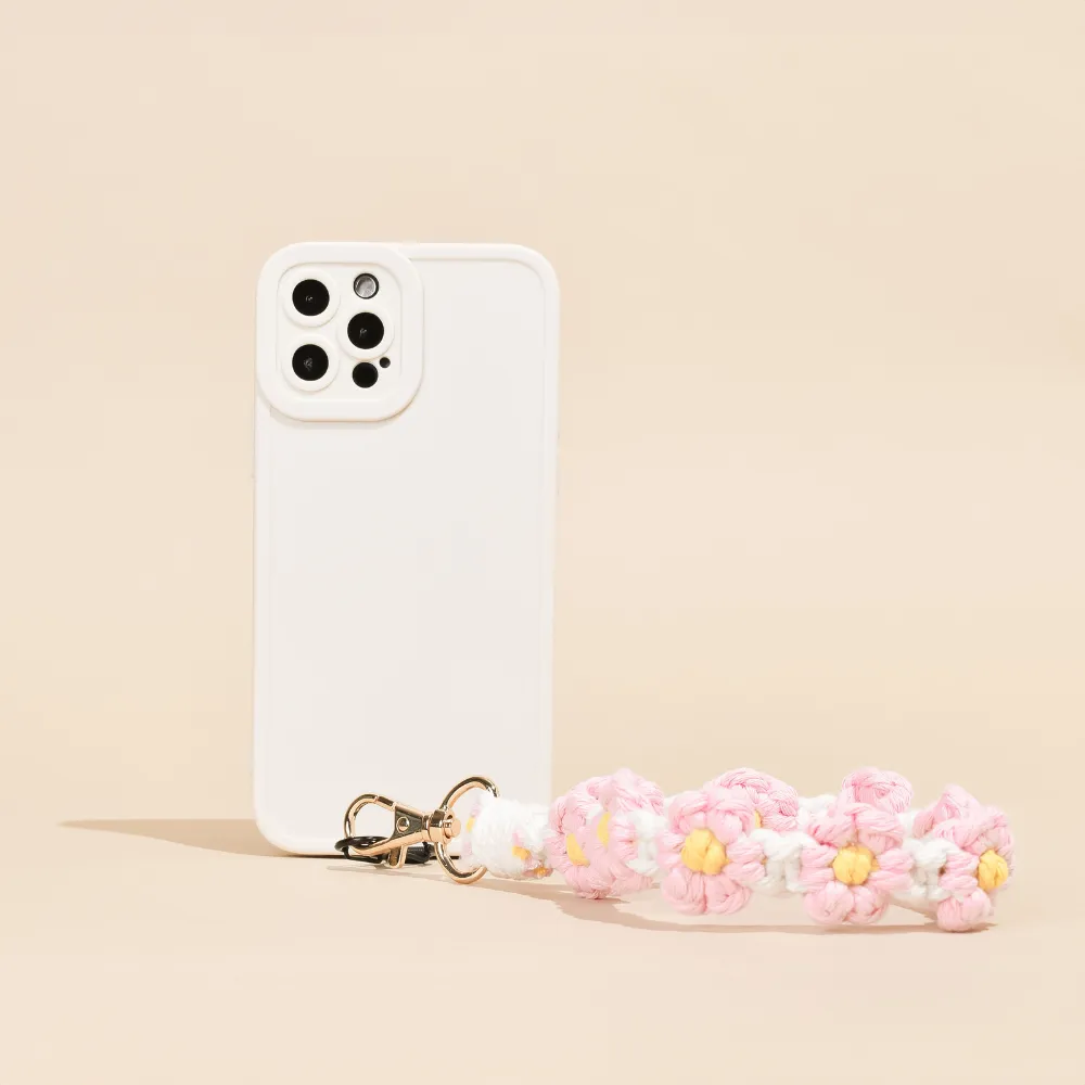 Easy To Clean Comfort Padding Crochet Flower Phone Strap Bundle - Pink Daisy