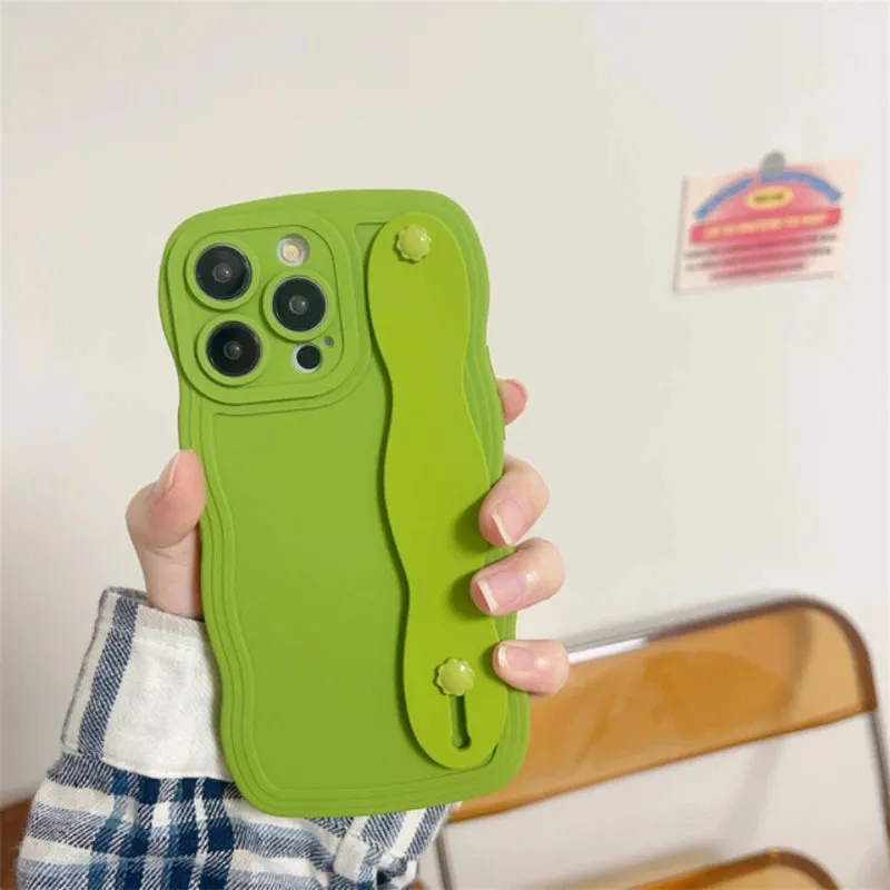 Vivid Pattern Design Wavy Edge Shockproof Wrist Strap Case For iPhone