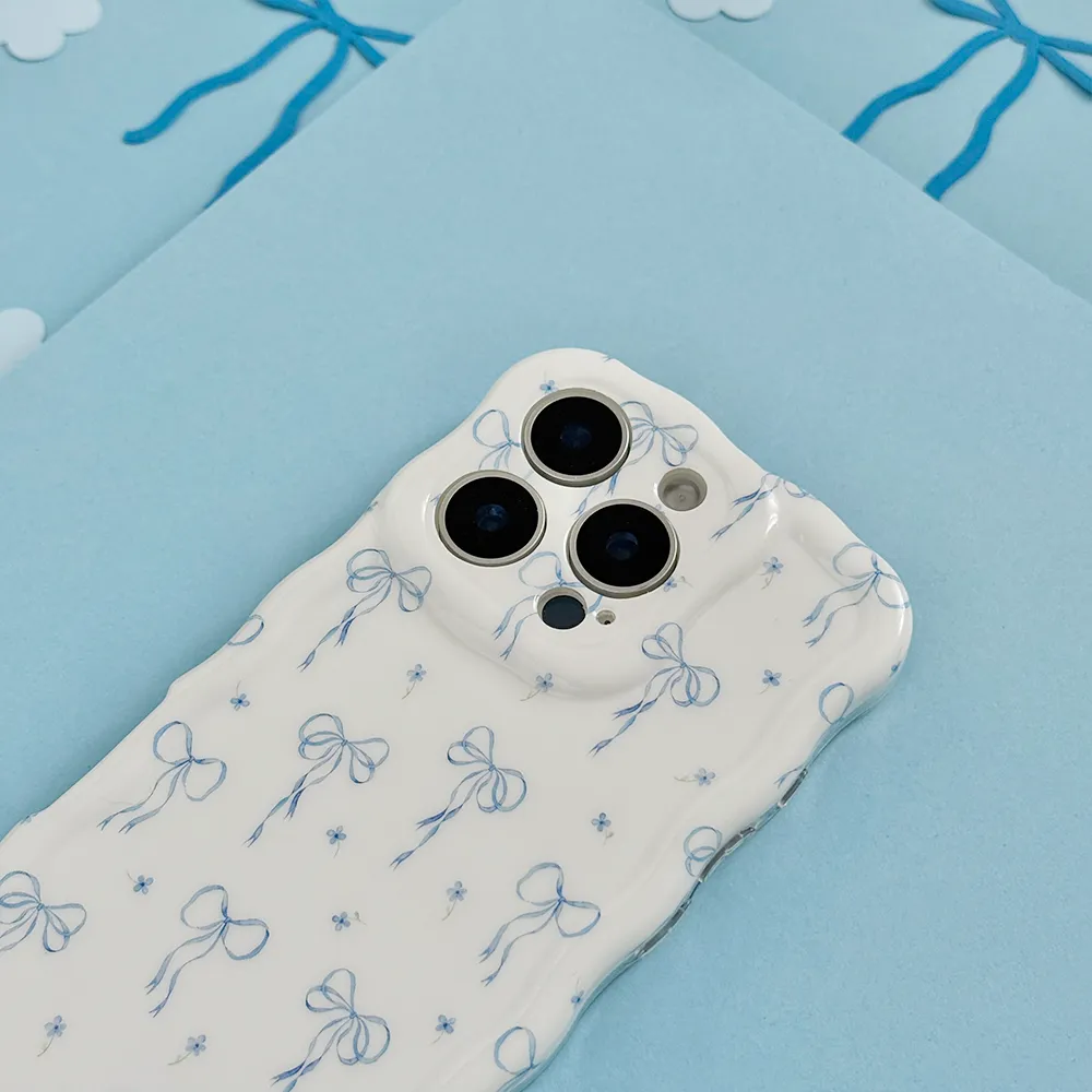 Elegant Surface Wavy Phone Case - Bluebell Bows