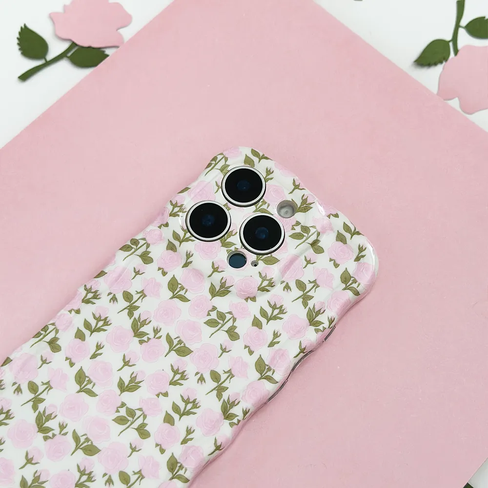Modern Edge Wavy Phone Case - Buy Me Roses Baby Pink