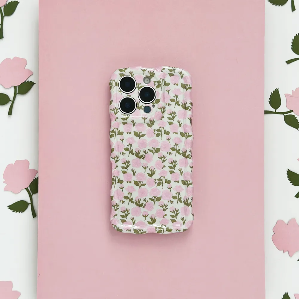 Wavy Phone Case - Buy Me Roses Baby Pink Slim Fit Design Modern Surface Design