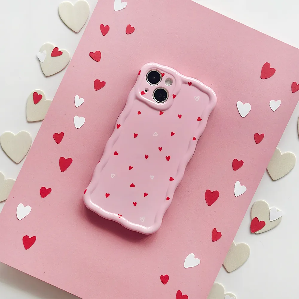 Wavy Phone Case - Cute Hearts Premium Quality