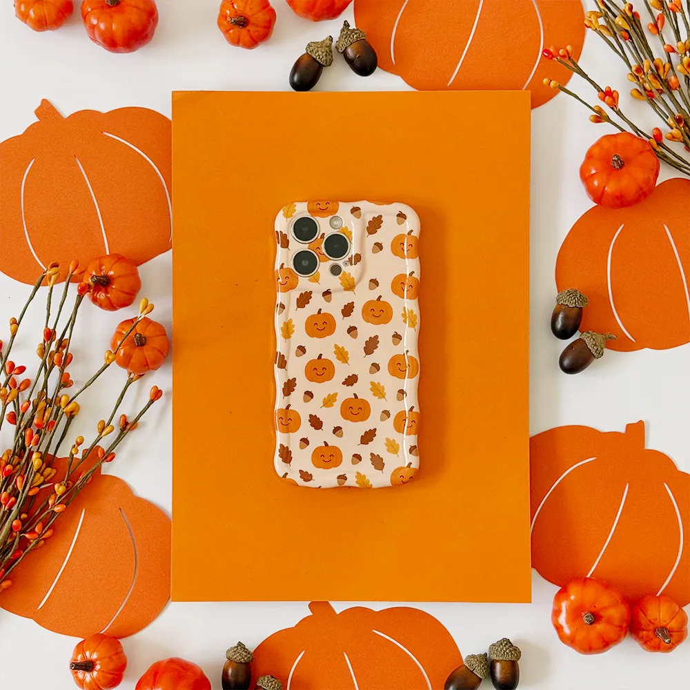 Hybrid Surface Layer Shock Guard Wavy Phone Case - Cute Pumpkins