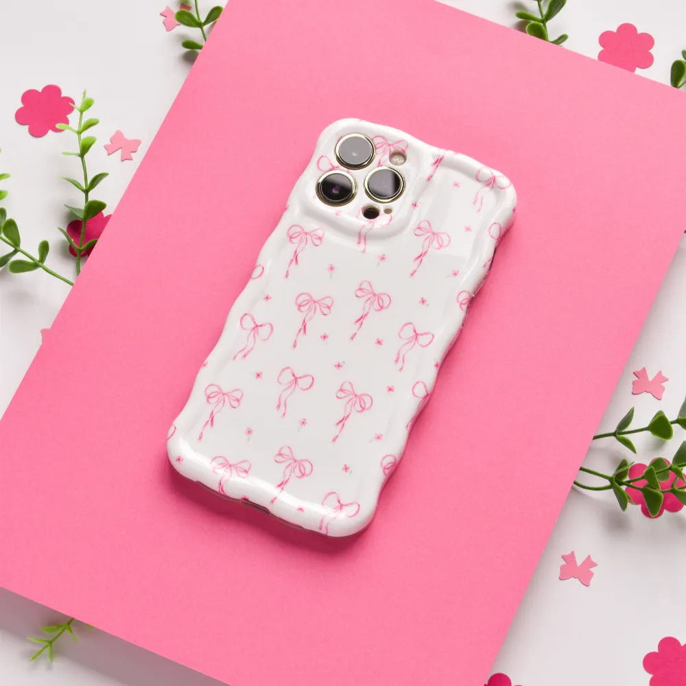 Wavy Phone Case - Dainty Bows Soft Look Texture