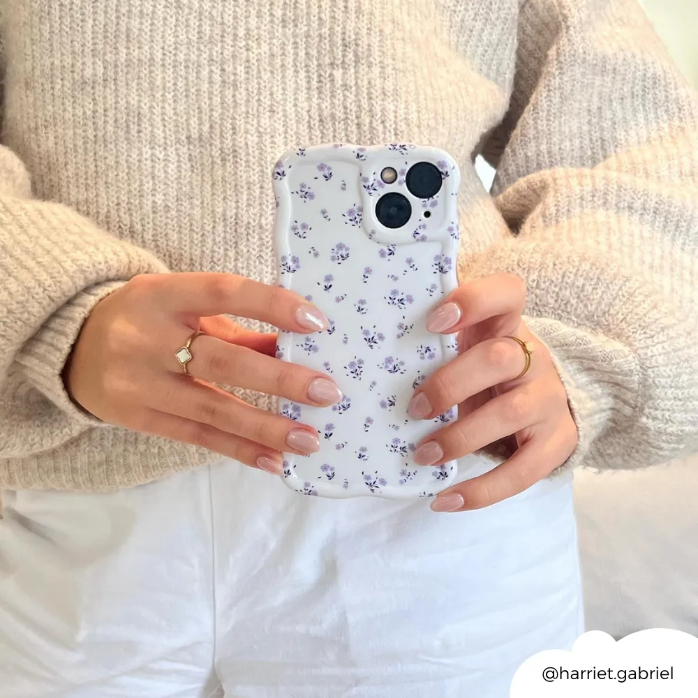 Wavy Phone Case - Ditsy Floral Periwinkle Outdoor Adventure Hybrid Grip Finish