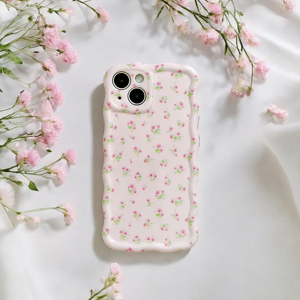 Wavy Phone Case - Ditsy Floral Pink Modern Accessory