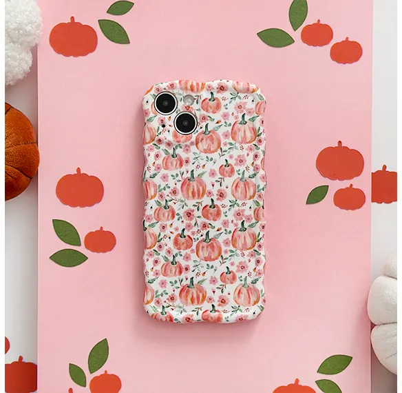 Flexible Layer Design Wavy Phone Case - Ditsy Pumpkins