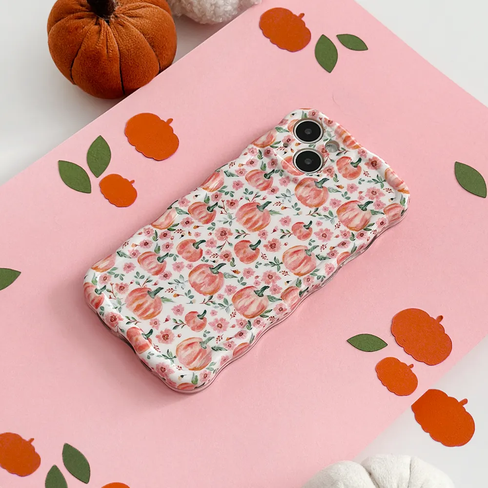 Sport Inspired Wavy Phone Case - Ditsy Pumpkins