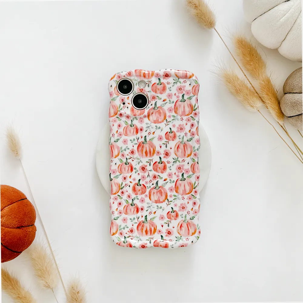 Shock absorption Wavy Phone Case - Ditsy Pumpkins