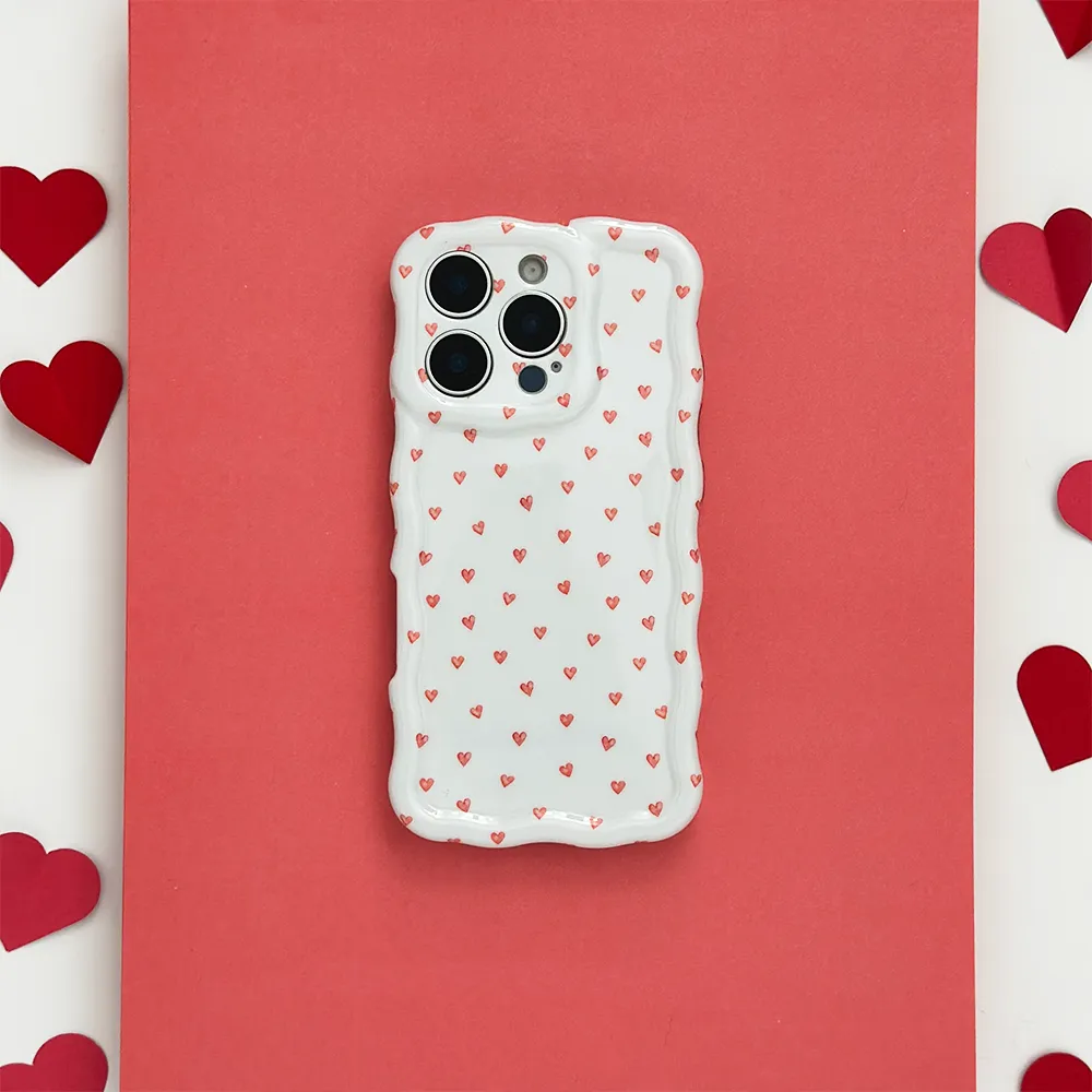Smooth Look Wavy Phone Case - Mini Hearts