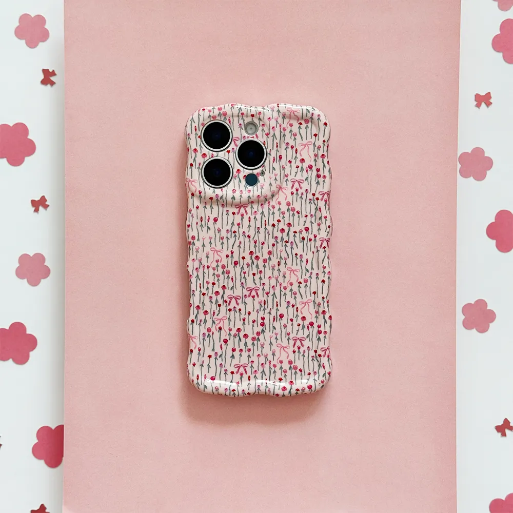 Wavy Phone Case - Peony Bow Comfort Texture