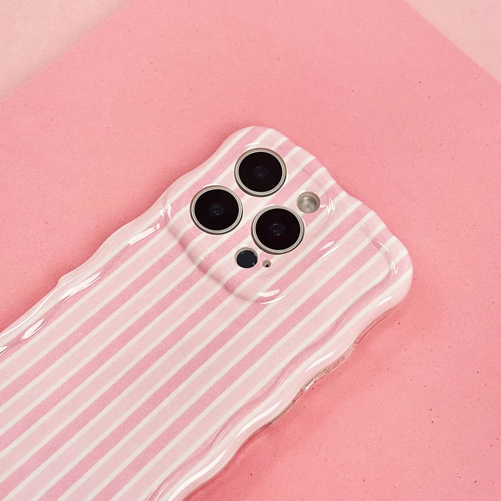 Soft Frame Wavy Phone Case - Powder Stripe