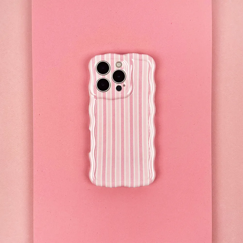 Wavy Phone Case - Powder Stripe Stylish Finish