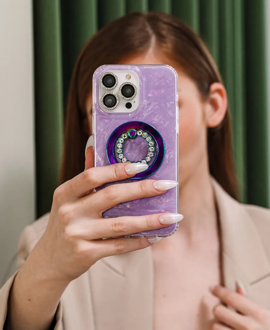 Purple Mother of Pearl MagSafe Phone Case Stylish Layer